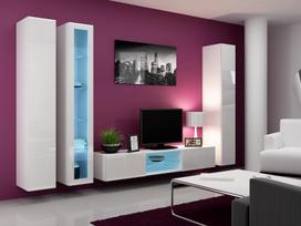 pakabinamos vitrinos - Cama Meble Vigo 180 Glass Case White/White Gloss - 5 nuotrauka