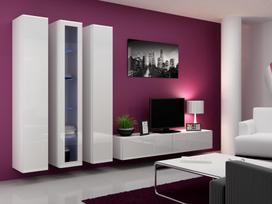 pakabinamos vitrinos - Cama Meble Vigo 180 Glass Case White/White Gloss - 6 nuotrauka