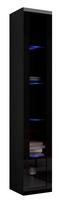 pakabinamos vitrinos - Cama Meble Vigo 180 Glass Case Black/Black Gloss - 1 nuotrauka