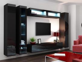 pakabinamos vitrinos - Cama Meble Vigo 180 Glass Case Black/Black Gloss - 10 nuotrauka
