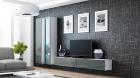 balta spinta 40 - Cama Meble Vigo 180 Full Cabinet White/Grey Gloss - 4 nuotrauka