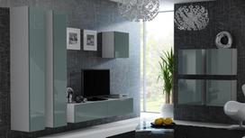 balta spinta 40 - Cama Meble Vigo 180 Full Cabinet White/Grey Gloss - 8 nuotrauka