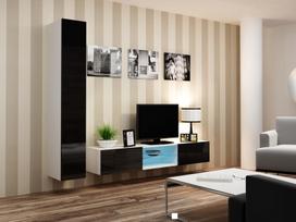 balta spinta 40 - Cama Meble Vigo 180 Full Cabinet White/Black Gloss - 2 nuotrauka