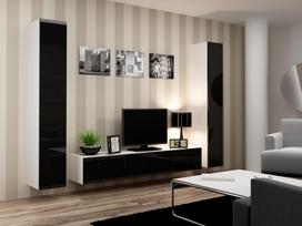 balta spinta 40 - Cama Meble Vigo 180 Full Cabinet White/Black Gloss - 3 nuotrauka