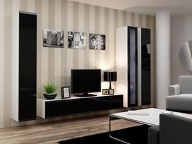 balta spinta 40 - Cama Meble Vigo 180 Full Cabinet White/Black Gloss - 8 nuotrauka
