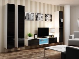 balta spinta 40 - Cama Meble Vigo 180 Full Cabinet White/Black Gloss - 9 nuotrauka
