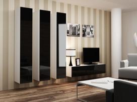 balta spinta 40 - Cama Meble Vigo 180 Full Cabinet White/Black Gloss - 12 nuotrauka