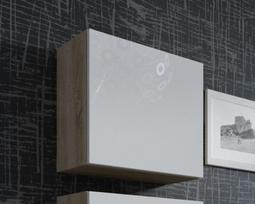 azuolas sonoma lentyna - Cama Meble Vigo Square Cabinet Sonoma Oak/White Gloss - 2 nuotrauka