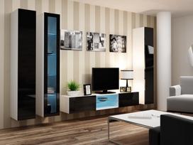 balta pakabinama lentyna - Cama Meble Vigo 180 Glass Case White/Black Gloss - 7 nuotrauka