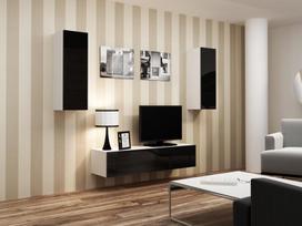 balta spinta 35 - Cama Meble Vigo 90 Full Cabinet White/Black Gloss - 2 nuotrauka