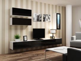 balta spinta 35 - Cama Meble Vigo 90 Full Cabinet White/Black Gloss - 3 nuotrauka