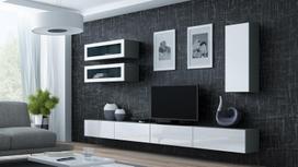 balta spinta 35 - Cama Meble Vigo 90 Full Cabinet Grey/White Gloss - 2 nuotrauka