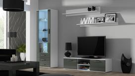 43 tv - Cama Meble Soho 140 TV Stand White/Grey Gloss - 3 nuotrauka