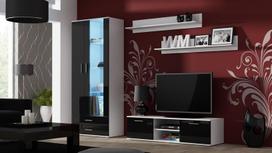 stovas televizoriaus - Cama Meble Soho 140 TV Stand White/Black Gloss - 2 nuotrauka