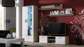 aparaturos staliukai - Cama Meble Soho 140 TV Stand Sonoma Oak/White Gloss - 2 nuotrauka