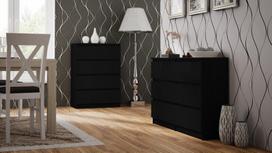 komoda juoda - Komoda Top E Shop M4 Malwa 4 Drawers Black - 2 nuotrauka