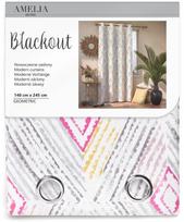AmeliaHome Blackout Geometric Curtains Red 140x245