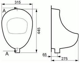 urinale - Pisuaras Cersanit President P101 315x445x275mm White - 3 nuotrauka