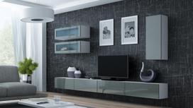 40 tv stovas - Cama Meble Vigo 140 TV Stand White/Grey Gloss - 2 nuotrauka