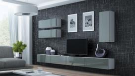 40 tv stovas - Cama Meble Vigo 140 TV Stand White/Grey Gloss - 3 nuotrauka