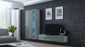 40 tv stovas - Cama Meble Vigo 140 TV Stand White/Grey Gloss - 4 nuotrauka