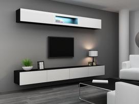 40 tv stovas - Cama Meble Vigo 140 TV Stand Black/White Gloss - 4 nuotrauka