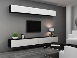 40 tv stovas - Cama Meble Vigo 140 TV Stand Black/White Gloss - 5 nuotrauka