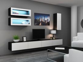 40 tv stovas - Cama Meble Vigo 140 TV Stand Black/White Gloss - 6 nuotrauka