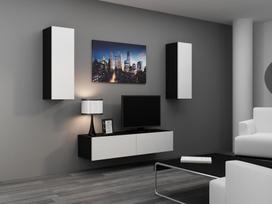 40 tv stovas - Cama Meble Vigo 140 TV Stand Black/White Gloss - 9 nuotrauka