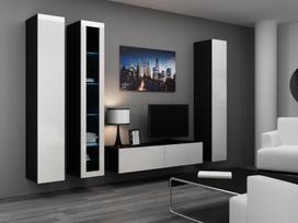 40 tv stovas - Cama Meble Vigo 140 TV Stand Black/White Gloss - 11 nuotrauka