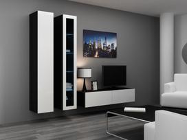 40 tv stovas - Cama Meble Vigo 140 TV Stand Black/White Gloss - 12 nuotrauka
