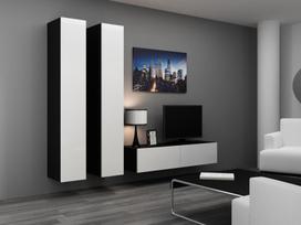 40 tv stovas - Cama Meble Vigo 140 TV Stand Black/White Gloss - 13 nuotrauka