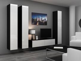 40 tv stovas - Cama Meble Vigo 140 TV Stand Black/White Gloss - 14 nuotrauka