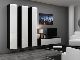 40 tv stovas - Cama Meble Vigo 140 TV Stand Black/White Gloss - 15 nuotrauka