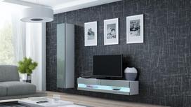 40 tv stovas - Cama Meble Vigo New 140 TV Stand White/Grey Gloss - 2 nuotrauka