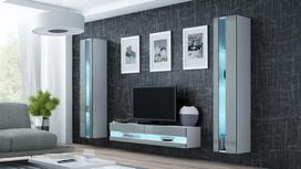 40 tv stovas - Cama Meble Vigo New 140 TV Stand White/Grey Gloss - 3 nuotrauka