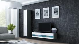 40 tv stovas - Cama Meble Vigo New 140 TV Stand Grey/White Gloss - 2 nuotrauka