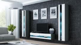 40 tv stovas - Cama Meble Vigo New 140 TV Stand Grey/White Gloss - 3 nuotrauka