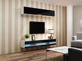 40 tv stovas - Cama Meble Vigo New 140 TV Stand White/Black Gloss - 2 nuotrauka