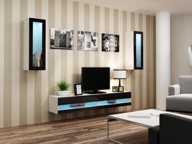 40 tv stovas - Cama Meble Vigo New 140 TV Stand White/Black Gloss - 3 nuotrauka