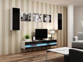 40 tv stovas - Cama Meble Vigo New 140 TV Stand White/Black Gloss - 4 nuotrauka