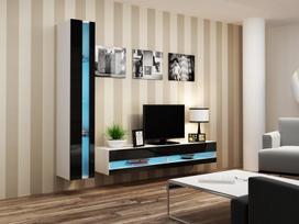 40 tv stovas - Cama Meble Vigo New 140 TV Stand White/Black Gloss - 5 nuotrauka