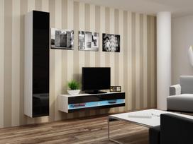 40 tv stovas - Cama Meble Vigo New 140 TV Stand White/Black Gloss - 6 nuotrauka