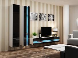 40 tv stovas - Cama Meble Vigo New 140 TV Stand White/Black Gloss - 7 nuotrauka