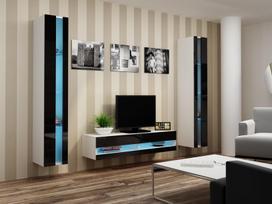 40 tv stovas - Cama Meble Vigo New 140 TV Stand White/Black Gloss - 8 nuotrauka