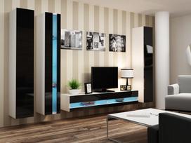 40 tv stovas - Cama Meble Vigo New 140 TV Stand White/Black Gloss - 9 nuotrauka