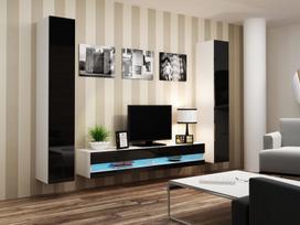 40 tv stovas - Cama Meble Vigo New 180 TV Stand White/Black Gloss - 3 nuotrauka