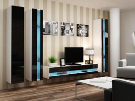 40 tv stovas - Cama Meble Vigo New 180 TV Stand White/Black Gloss - 4 nuotrauka