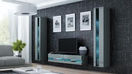 40 tv stovas - Cama Meble Vigo New 140 TV Stand Grey/Grey Gloss - 3 nuotrauka