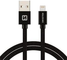 apple laidu - Swissten Textile Lightning Data and Charging Cable 1.2m Black - 1 nuotrauka
